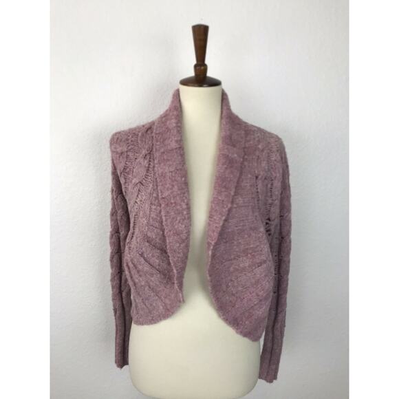 Free People Open Front Mixed Weave Cardigan Sweater Purple FLAW - Picture 1 of 10